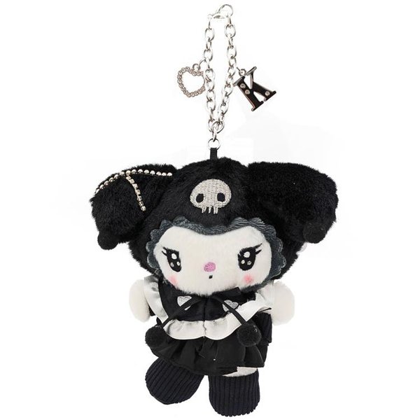 Kuromi Twin Idol Initial Charm with Rhinestone Keychain