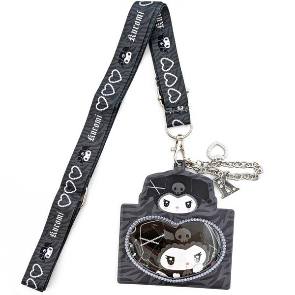 Kuromi Twin Idol Initial Charm Card Case Lanyard