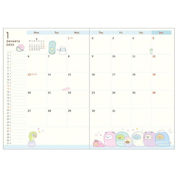 San-x 2025 Sumikko Gurashi Weekly Schedule book (B6)