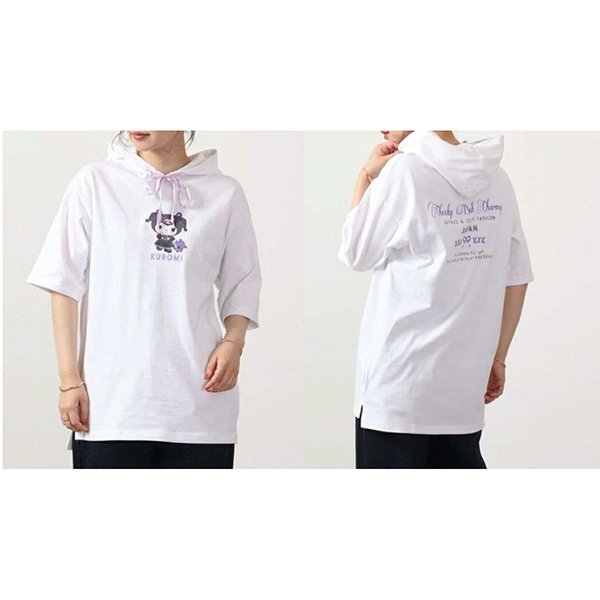 Kuromi hoodie top (White/Black)