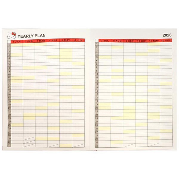 Sanrio Original Horizontal Rule Type B6 Diary - Hello Kitty : 2026