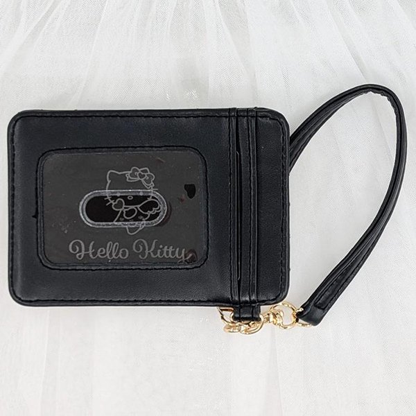 Sanrio Pass Case - Hello Kitty : Black/White Angel Quilted