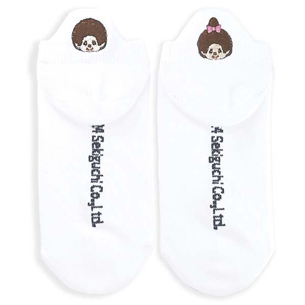 Monchhichi White Ankle Embroided Socks