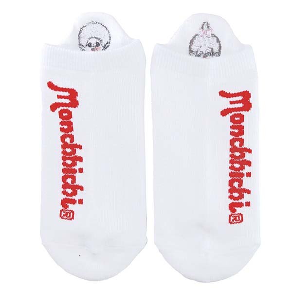 Monchhichi White Ankle Embroided Socks
