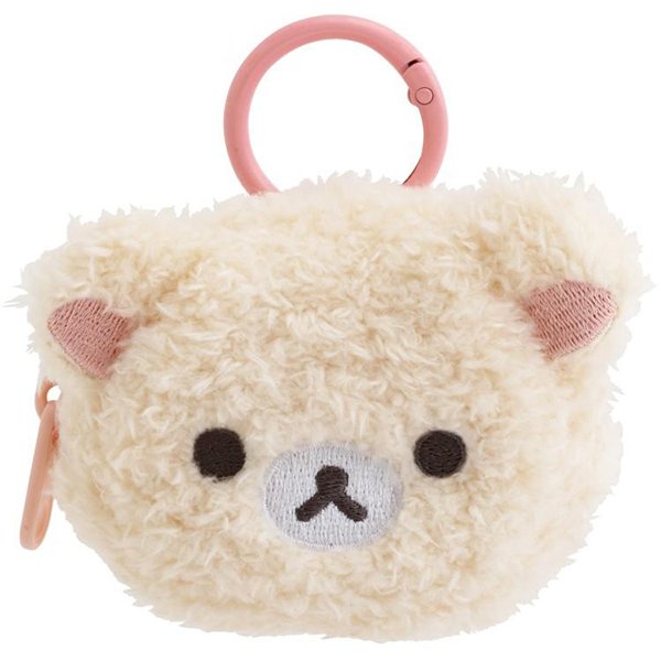 Rilakkuma : Fluffy Face Mascot Mini Pouch with Carabiner (RIlakkuma/Korilakkum)