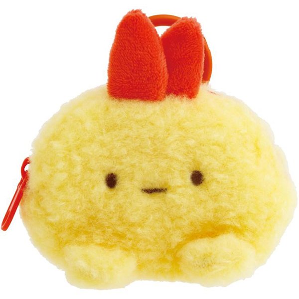 Sumikko Gurashi : Fluffy Face Mascot Mini Pouch with Carabiner (Dino/Ebi)