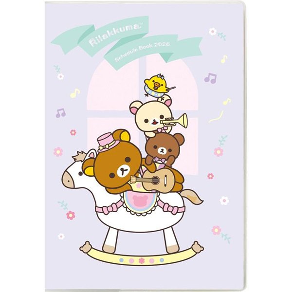 San-X B6 Weekly Schedule Book - Rilakkuma Rocking Horse Purple 2026