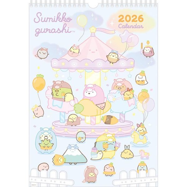 San-X B4 Wall Calendar - Sumikko Gurashi : 2026 Year of the Horse