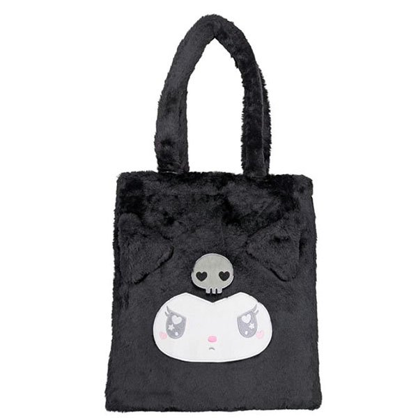 Sanrio Fluffy Fur Tote Bag - Kuromi : Heart Eyes