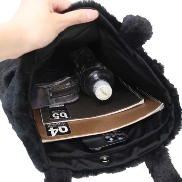 Sanrio Fluffy Fur Tote Bag - Kuromi : Heart Eyes