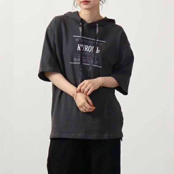 Kuromi Back Print Hoodie Top with Lace (Black) (LL Size)