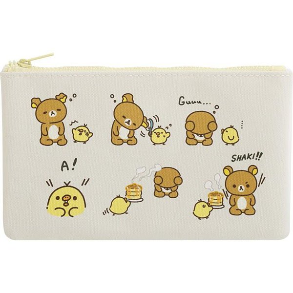 San-X Flat Pen Pouch - Kiiroitori & Rilakkuma : Rilakkuma Stay with Me Pancake
