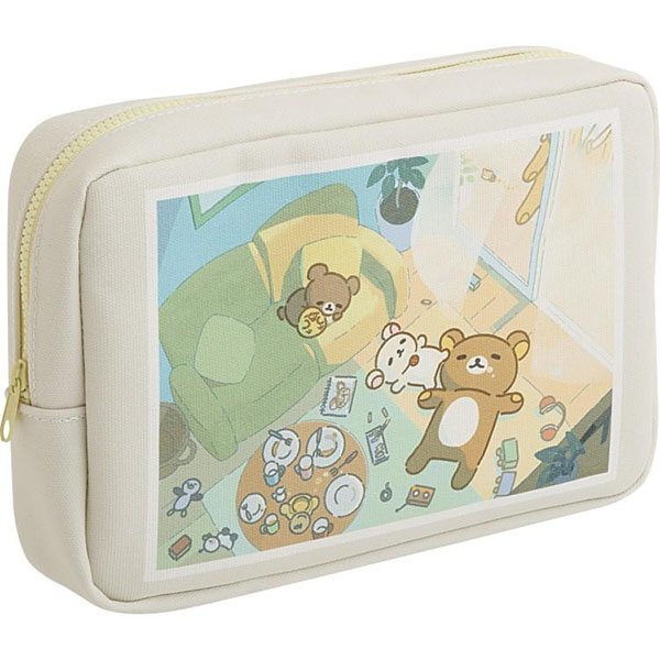 San-X Mini Square Pouch - Korilakkuma & Rilakkuma : Rilakkuma Stay with Me