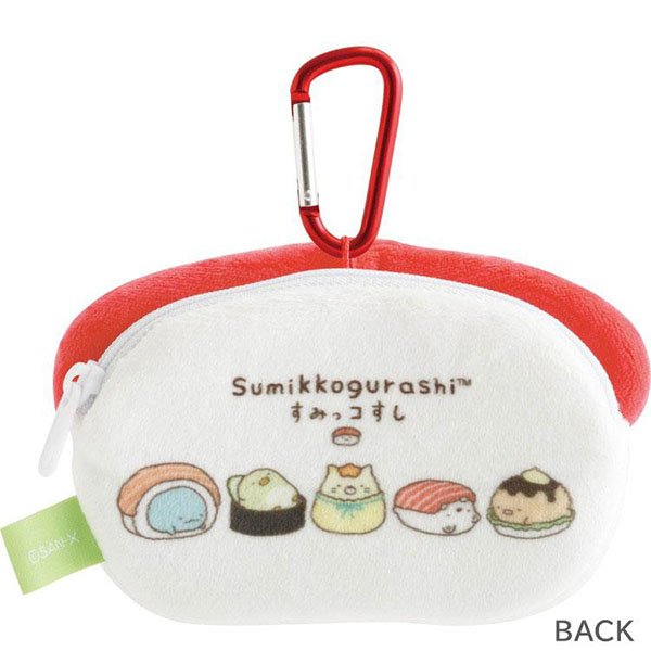 Sumikko Gurashi : San-X Mini Plush Pouch with Carabiner - Anytime Sushi Tuna