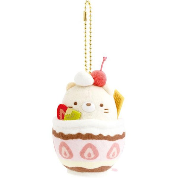San-x Sumikko Gurashi Collection Fruit Parlor Burasage Plush Keychain (Shirokuma / neko / tokage)