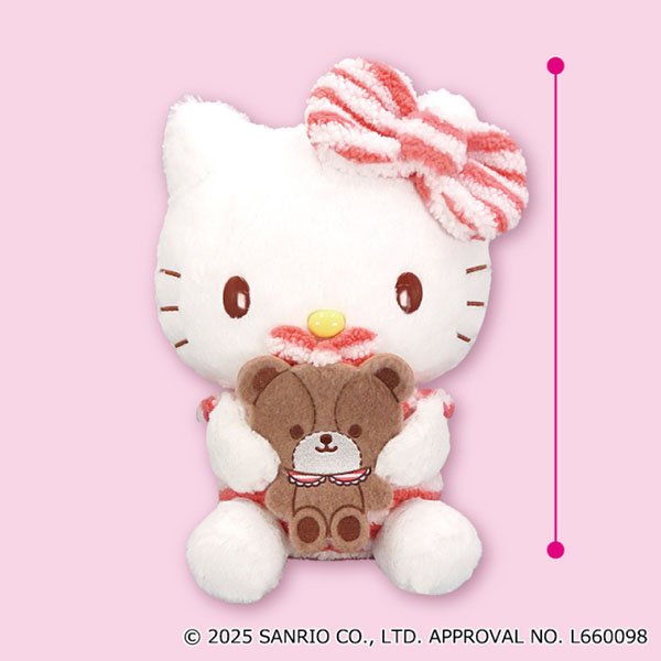 Sanrio Hello Kitty streak pattern ribbon with tiny chum plush