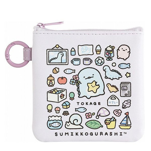 Sumikko Gurashi : Sumikko's Favorite Tokage Light Blue Mini Flat Pouch Multi-Case with Carabiner
