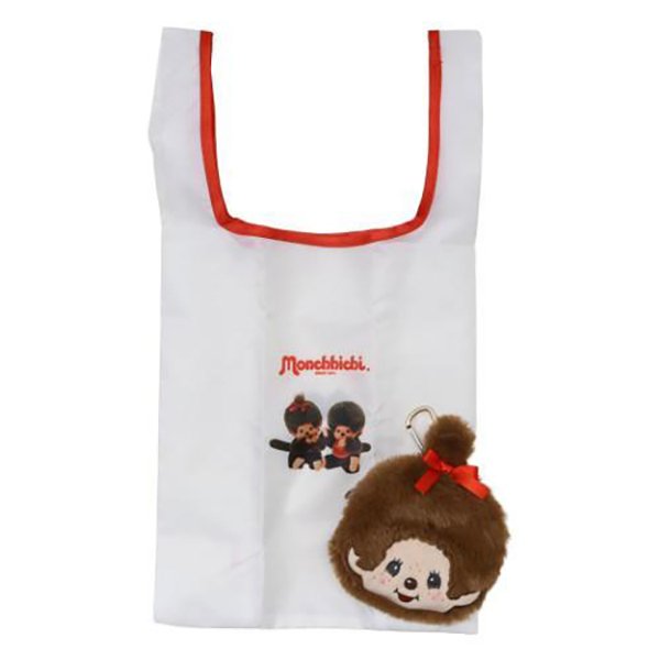 Monchhichi Girl Plush Head Charm with Eco Reusable Bag