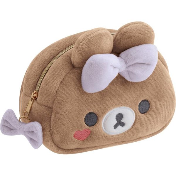 Chairoikoguma : Makeup Rilakkuma Face Ribbon Plush Pouch with Mirror