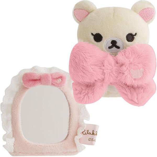 Korilakkuma : Makeup Rilakkuma Mirror & Ribbon Pink Tie Scene Plush Toy