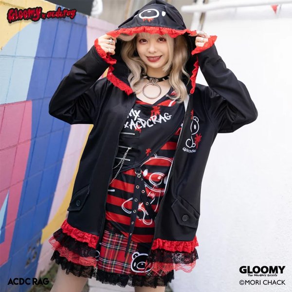 GLOOMY Bear Red Black Hoodie Jacket