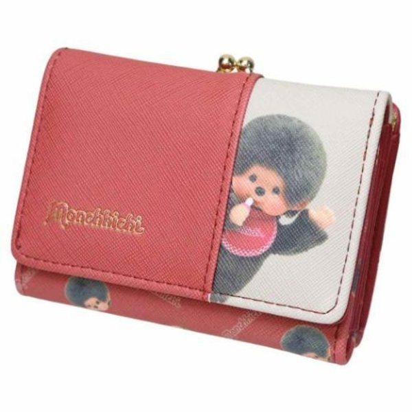 Monchhichi Clasp Trifold Wallet - Red