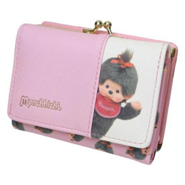 Monchhichi Clasp Trifold Wallet - pink
