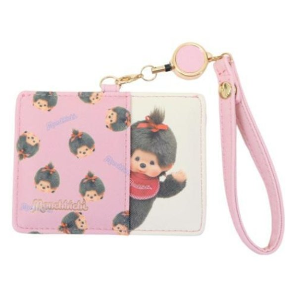 Monchhichi Pass Case with Reel - Pink