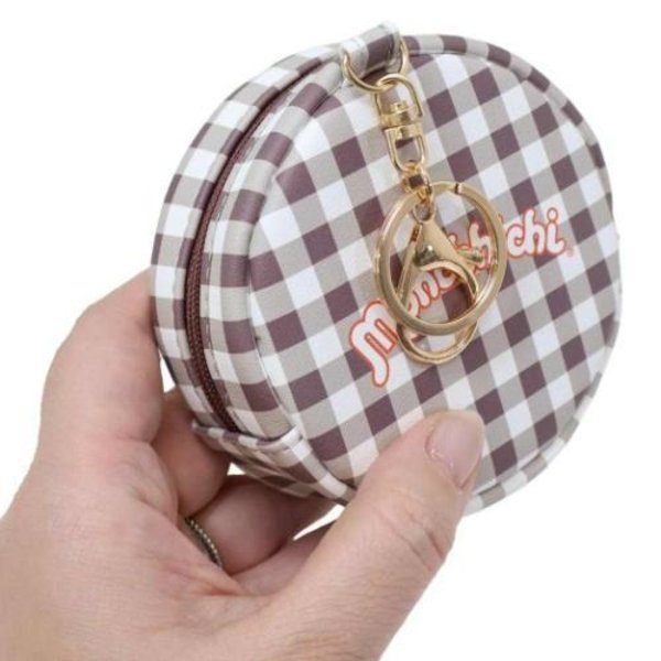 Monchhichi Round Gingham pouch -brown