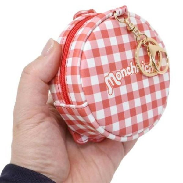 Monchhichi Round Gingham pouch - Red