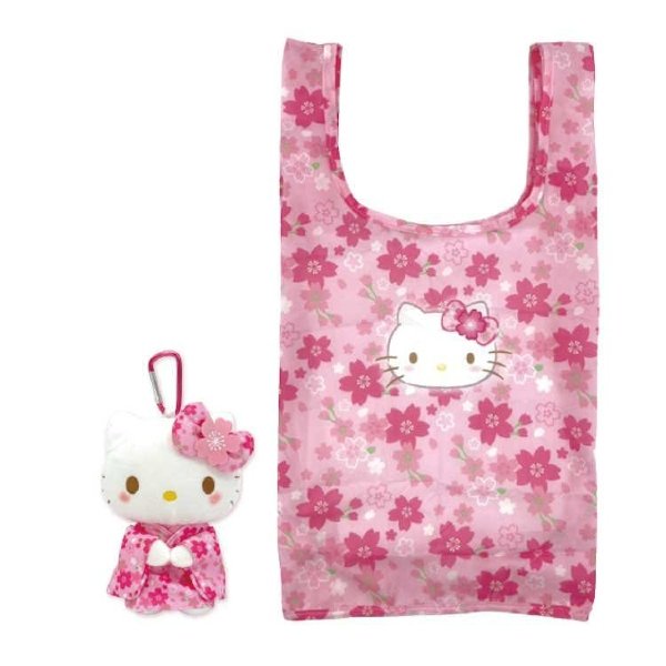 Hello Kitty : Sakura Kimono Pink Eco Shopping Bag & Mascot Plush