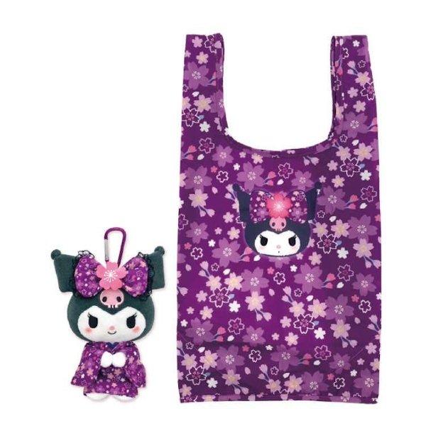 Kuromi : Sakura Kimono Pink Eco Shopping Bag & Mascot Plush