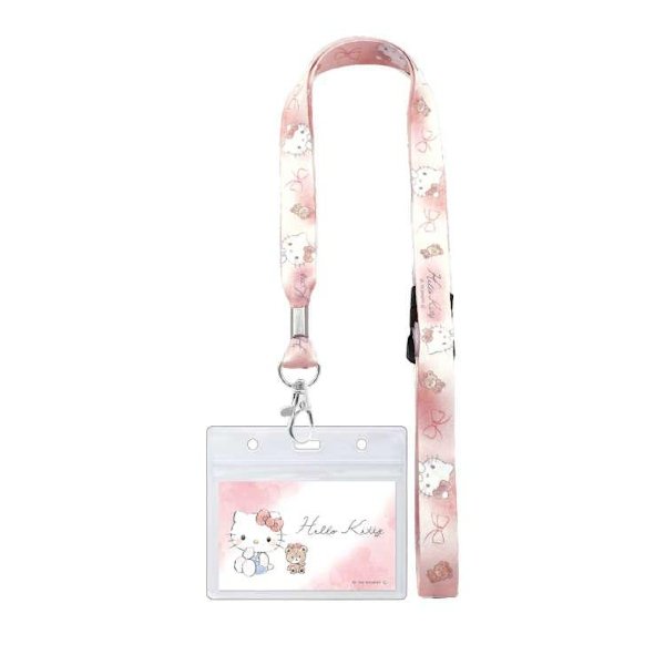 Hello Kitty & Tiny Chum : Ribbon Pass Case Card Holder with Neck Strap