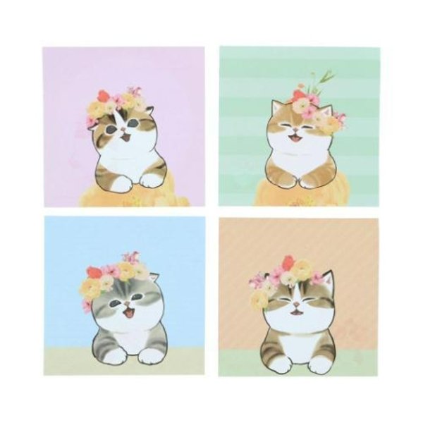 Mofusand Hibiya Kadan Square Memo Pad - Flora Cat Bloom