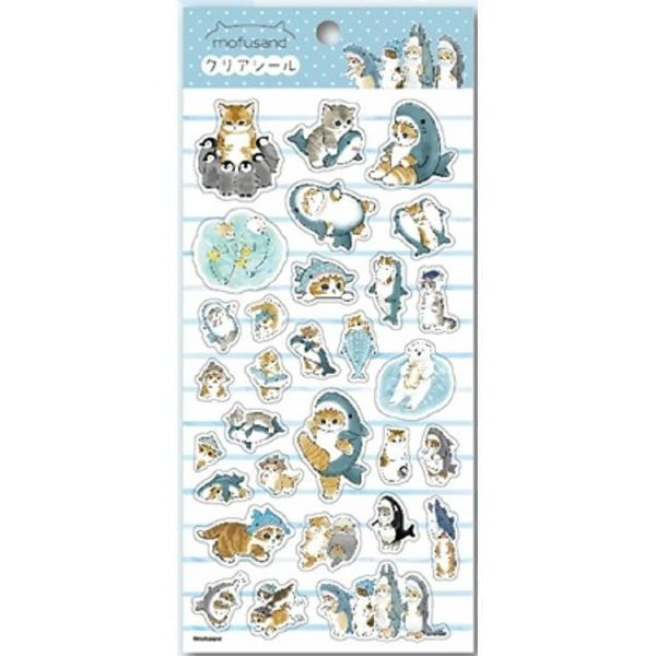 Mofusand Clear Sticker - Cat : Sea Creatures