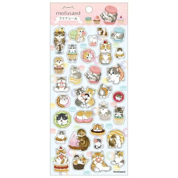 Mofusand Clear Sticker - Cat : Dessert