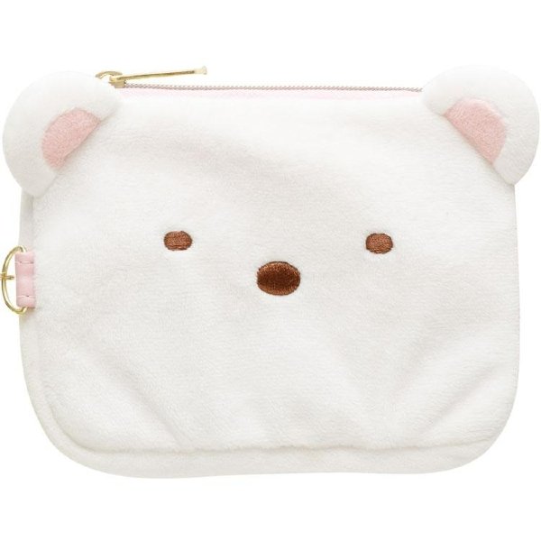 Sumikko Gurashi : Shirokuma Face Mini Pouch & Pass Case Card Holder with Reel