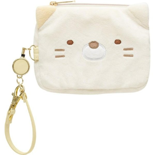 Sumikko Gurashi : Neko Face Mini Pouch & Pass Case Card Holder with Reel