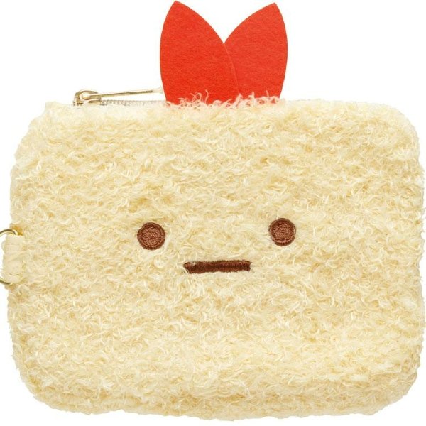 Sumikko Gurashi : Ebi Face Mini Pouch & Pass Case Card Holder with Reel