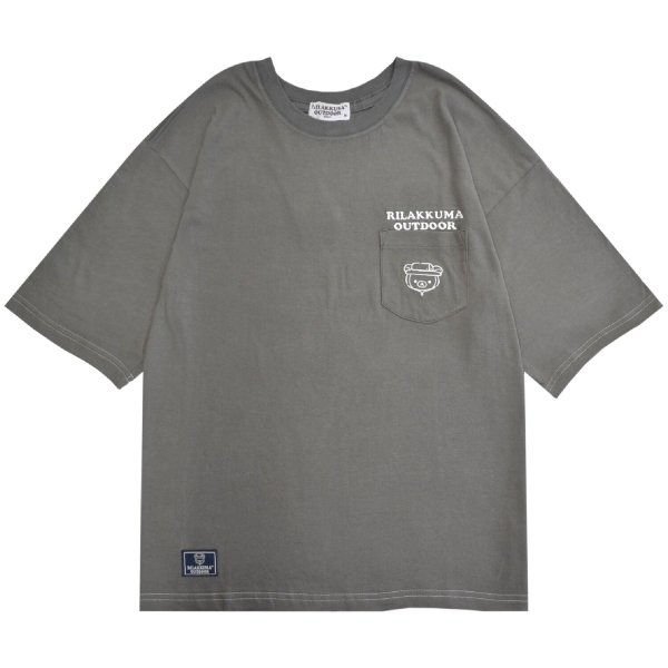 Rilakkuma Outdoor Oversized T-Shirt with Embroidered Pocket (Short Sleeve Top)