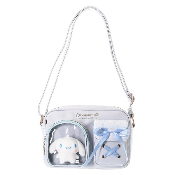 Cinamoroll RABBIT Poly Check 2-Pocket Plush Round Shoulder Bag