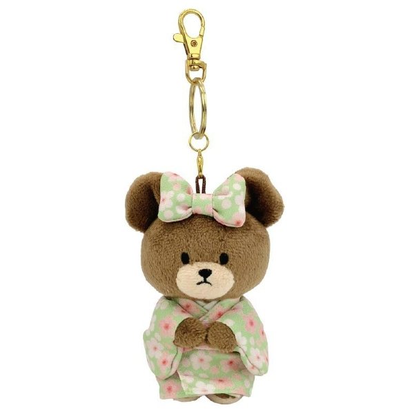 Bear School Pink Kimono Keychain plush