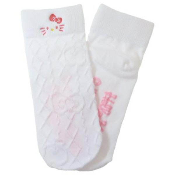 Hello Kitty : Face White Pink Crew Socks