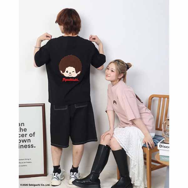 Monchhichi Sagara Embroidery Oversized T-Shirt (Black)