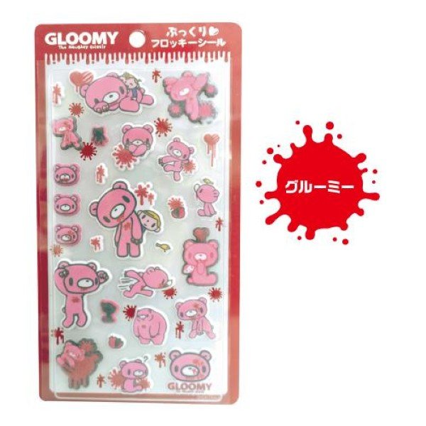 Gloomy Bear Puffy Flocky Stickers RED