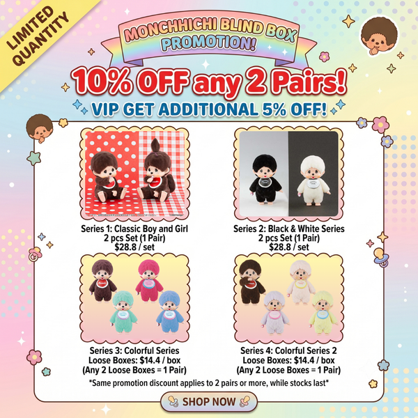 [🔥] Monchhichi Flocky Black & White Mascot 6 (2pcs set)