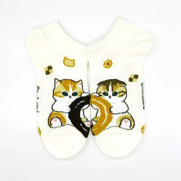 Monchhichi Low Crew Socks - Monchhichi-kun : Grey Frill