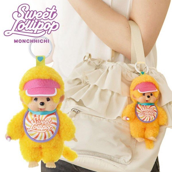 Monchhichi-chan : Sweet Lollipop Orange Plush Keychain