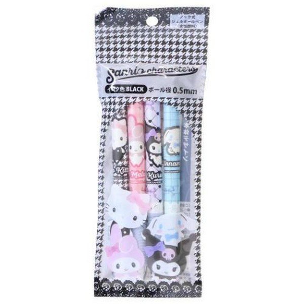 Sanrio Characters Ballpoint/Gel Pen 4-Pack (Monotone)