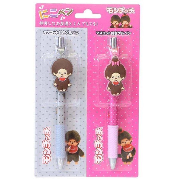 Monchhichi "Nikopen" Gel Pen with Mascot – Pink